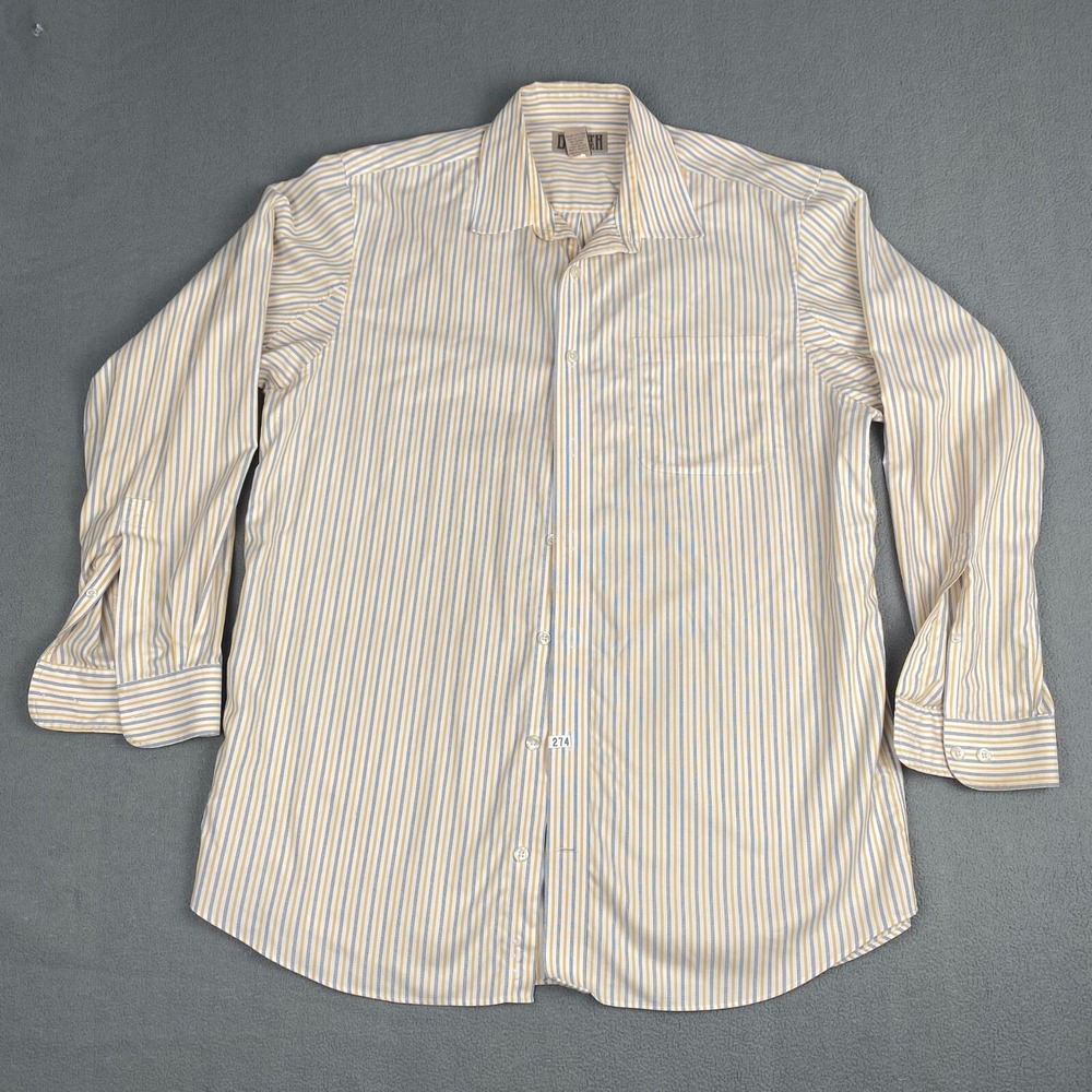 Duluth Trading Co Men's‎ size LT White Yellow Striped Button Down Dress Shirt